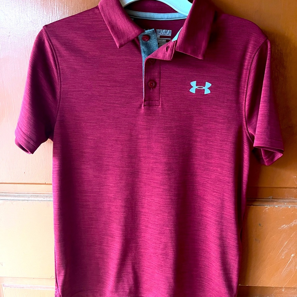 Under Armour golf shirt.